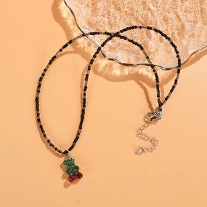 Ethnic style beaded bear necklace